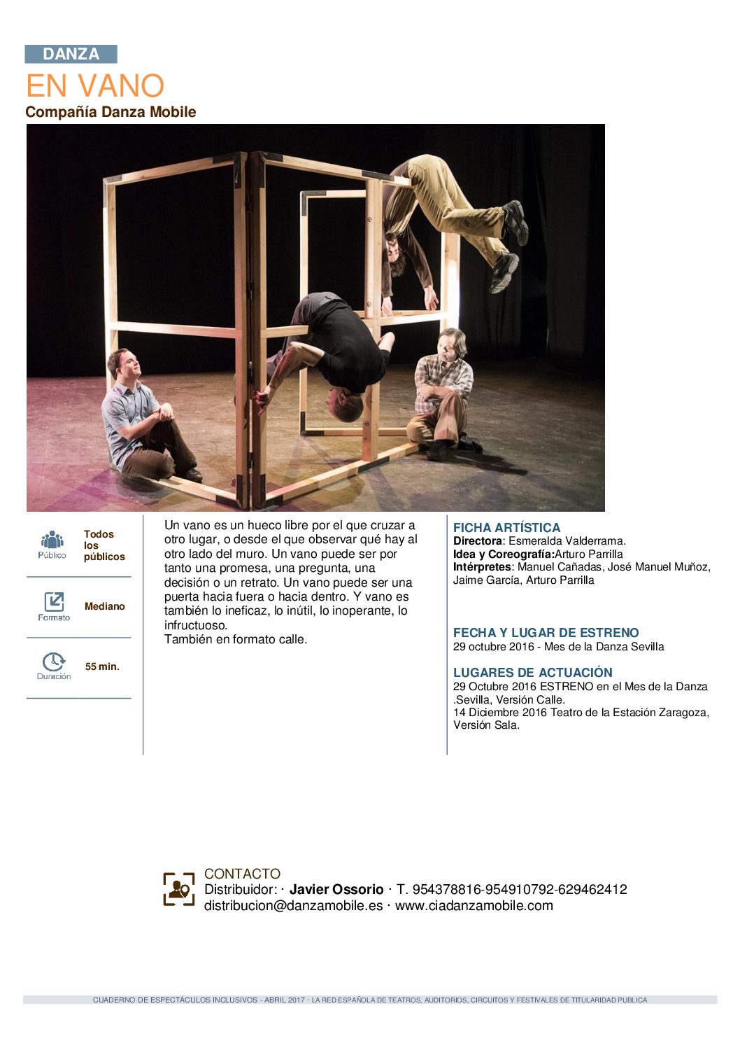 La Red Española de Teatros incluye 'En Vano' en su primer cuaderno de espectáculos inclusivo